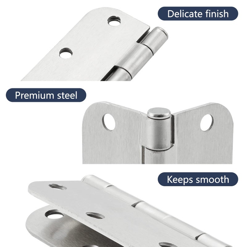 HOME MASTER HARDWARE 3.5 in. x 3.5 in Door Hinges Residential Interior Bedroom Hardware Door Hinge with 5/8"" Radius Corner Satin Nickel 3-Pack - Image 3